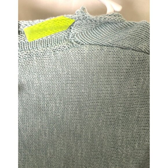 Lori Goldstein Logo XS Ruffled Hem Cardigan Open Front Aqua Green Lightweight Kn - Picture 7 of 7